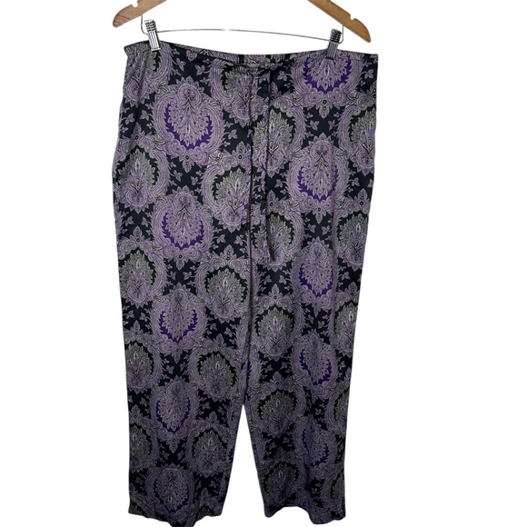 Lauren Ralph Lauren Purple Black Paisley Silky Pajama Set Size Large - Picture 4 of 13